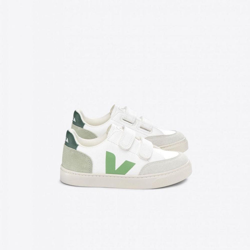 Veja BABY V - 12 Velcro Leather Extra White Multico Clay - Studio Play