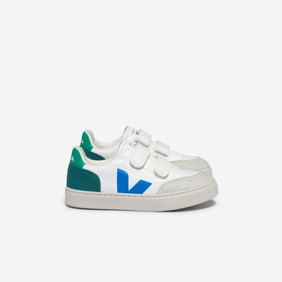 Veja KIDS Small V - 12 Chromefree Leather Extra White Multico Brittany (n) - Studio Play