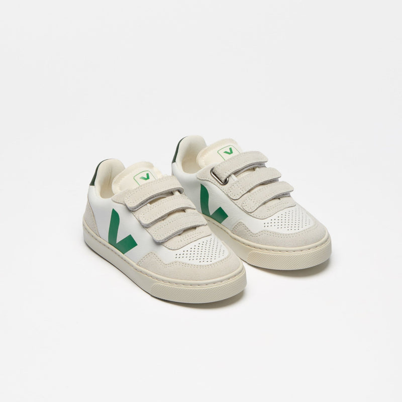 Veja TEENS Small V - 90 O.T. Leather Extra White Emeraude - Studio Play
