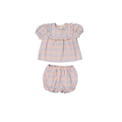 Wander & Wonder Baby Ruffle Set Hydrengea Check - Studio Play