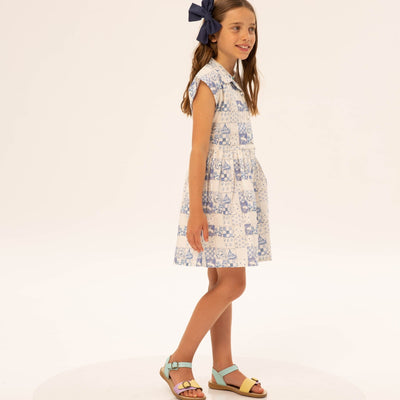 Wander & Wonder Fatima Dress Vintage Blue Tiles