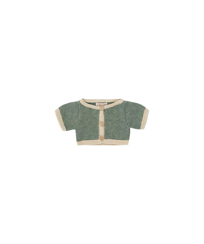 We Are Gommu Cardigan Micro Stripes Soft Green Sand