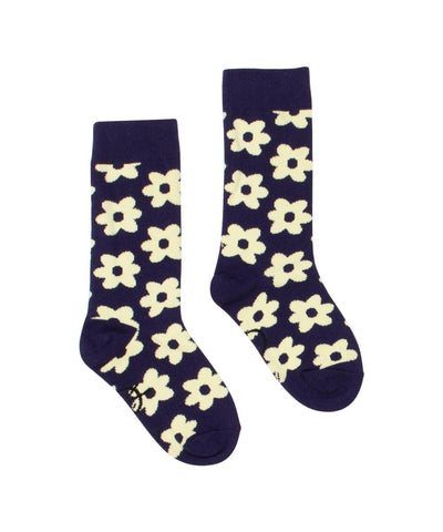 Wynken Flower Socks Navy/ Pale Yellow