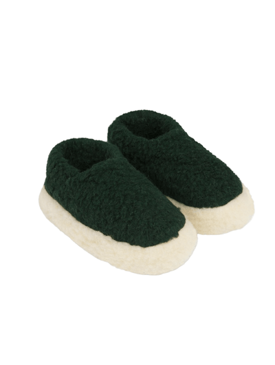 Yoko Wool Full Kids Slippers Dark Green - Studio Play