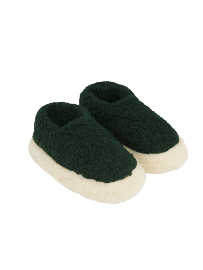 Yoko Wool Full Kids Slippers Dark Green - Studio Play