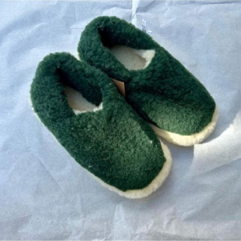 Yoko Wool Full Kids Slippers Dark Green - Studio Play