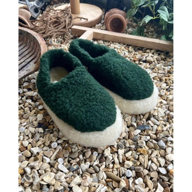 Yoko Wool Full Kids Slippers Dark Green - Studio Play