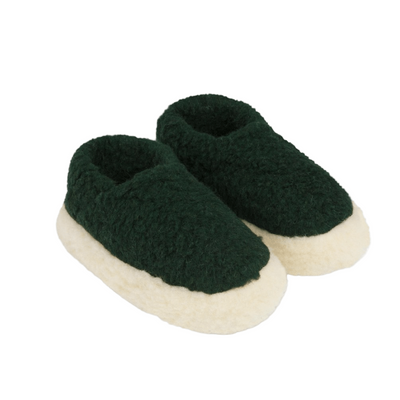 Yoko Wool Full Kids Slippers Dark Green