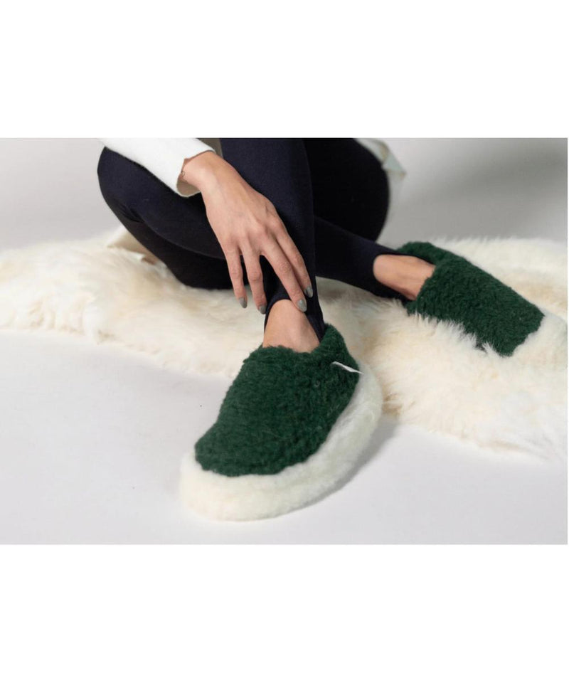 Yoko Wool Full Slippers Dark Green