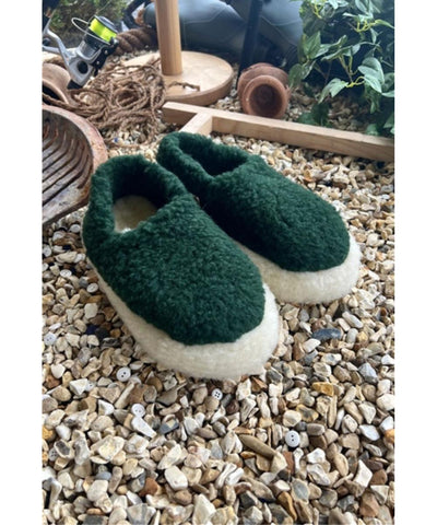 Yoko Wool Full Slippers Dark Green