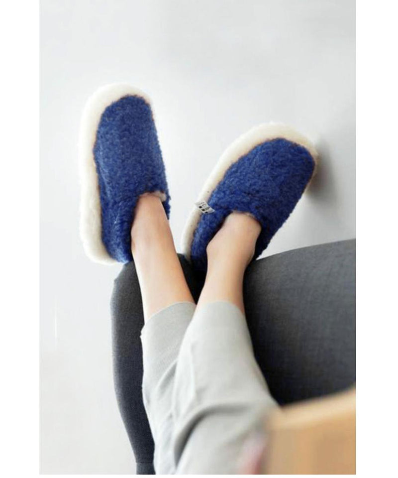 Yoko Wool Full Slippers Deep Blue