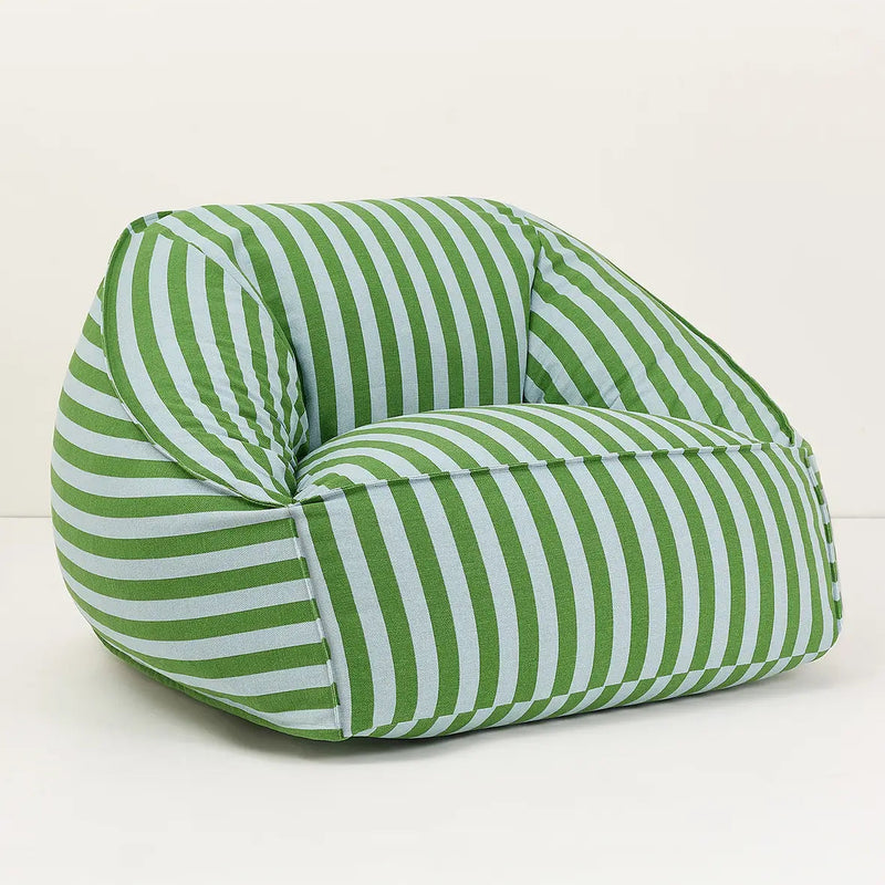 Nobodinoz Armchair Beanbag - Adult Size - Ziggy Green blue stripes