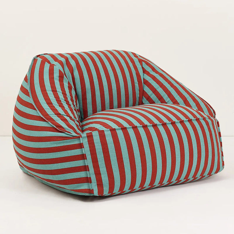 Nobodinoz Armchair Beanbag - Adult Size - Ziggy Red Teal Green Stripes