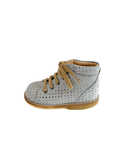 Angulus Starter Shoe With Laces Grey Silver Dot