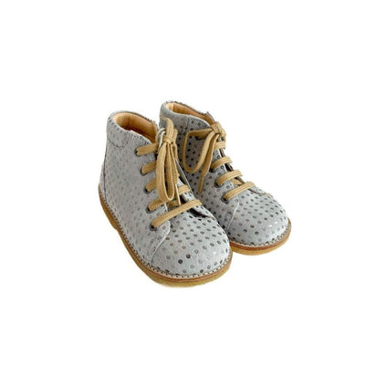 Angulus Starter Shoe With Laces Grey Silver Dot - Studio Play