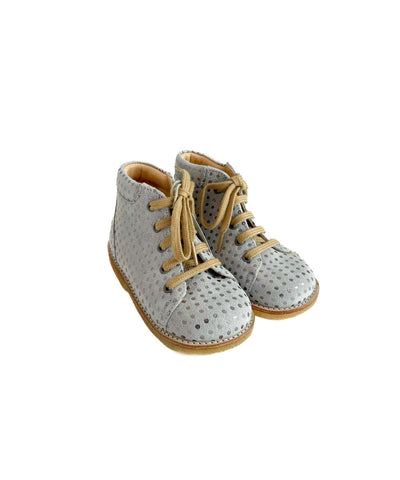 Angulus Starter Shoe With Laces Grey Silver Dot
