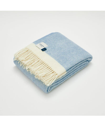 Atlantic Blankets Dusk Blue Herringbone Wool Blanket