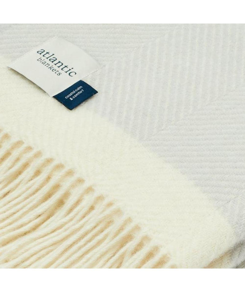 Atlantic Blankets Gull Grey Herringbone Wool Blanket