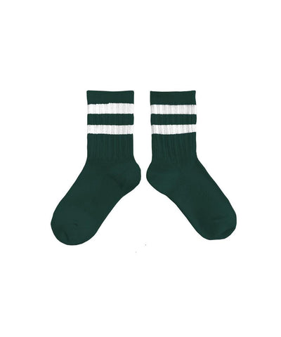 Collégien Nico Ribbed Crew Socks Vert Forêt