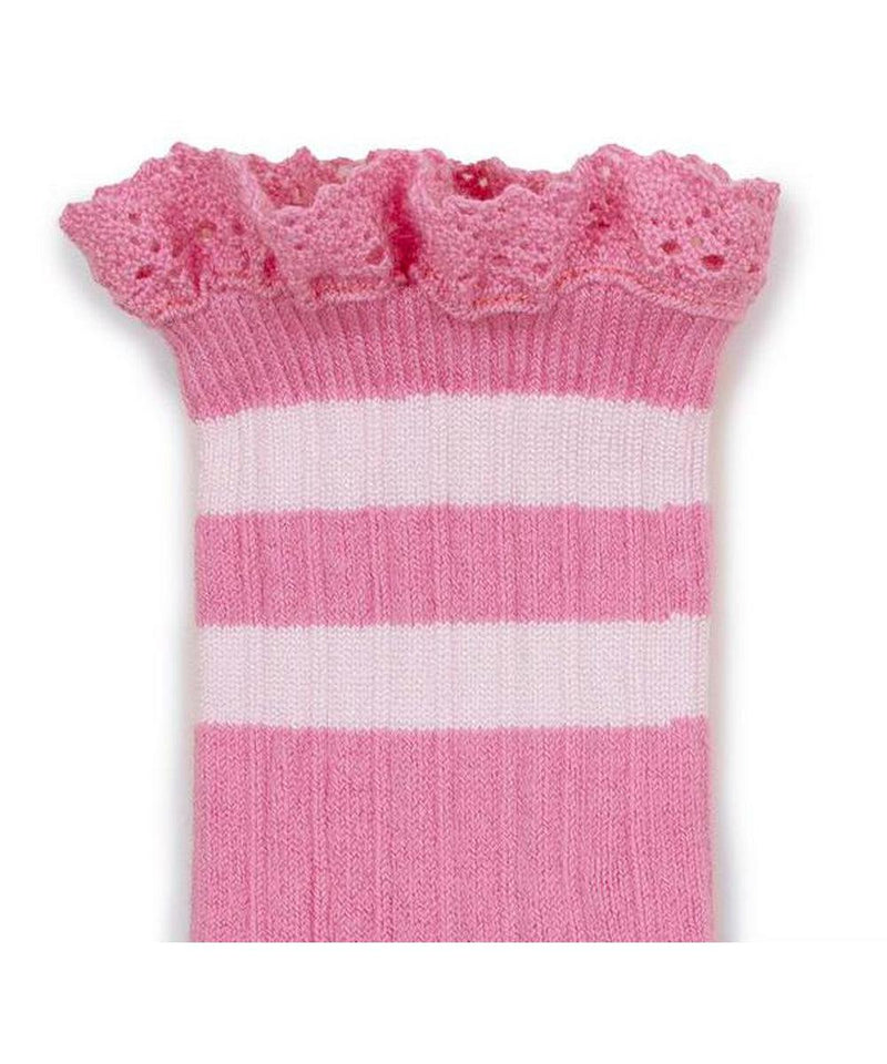 Collégien Nicole Ribbed Crew Socks Rose Bonbon