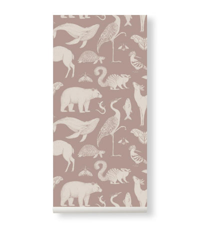 Ferm Living Behangpapier Animals Dusty Rose