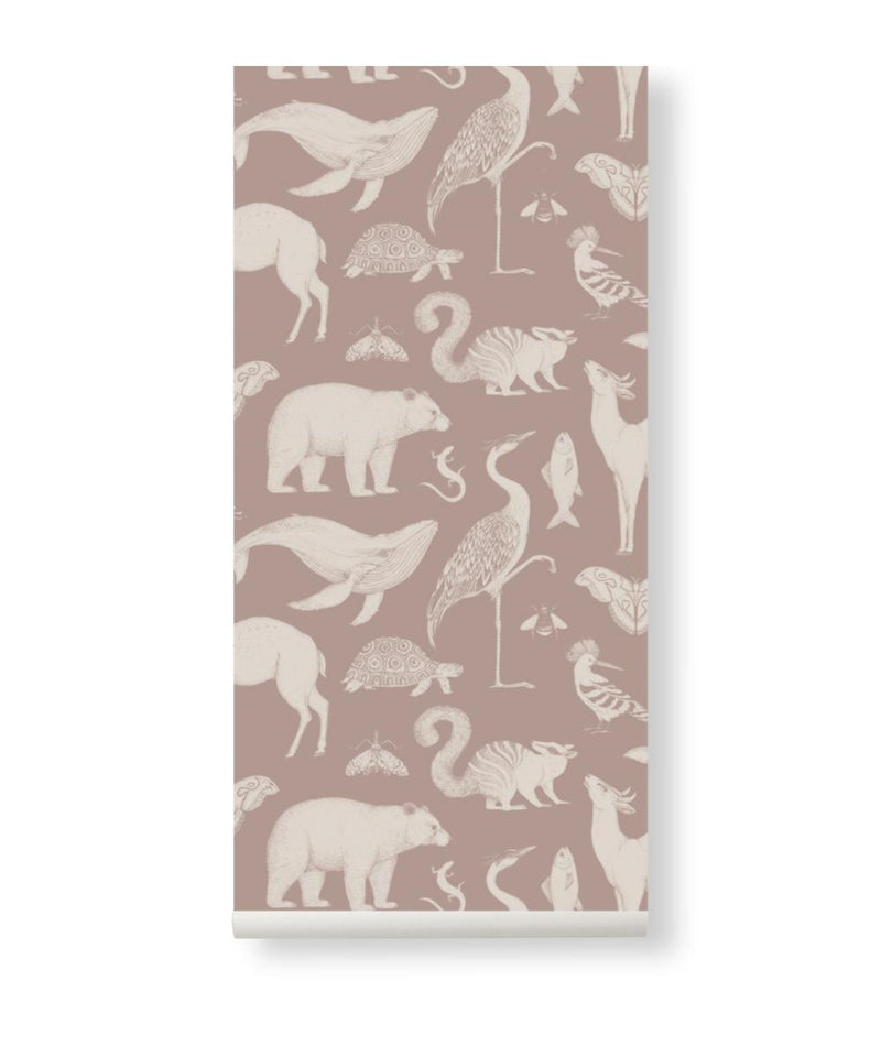 Ferm Living Behangpapier Animals Dusty Rose