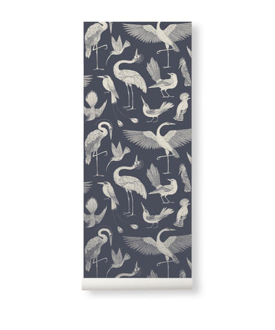 Ferm Living Behangpapier Birds Dark Blue