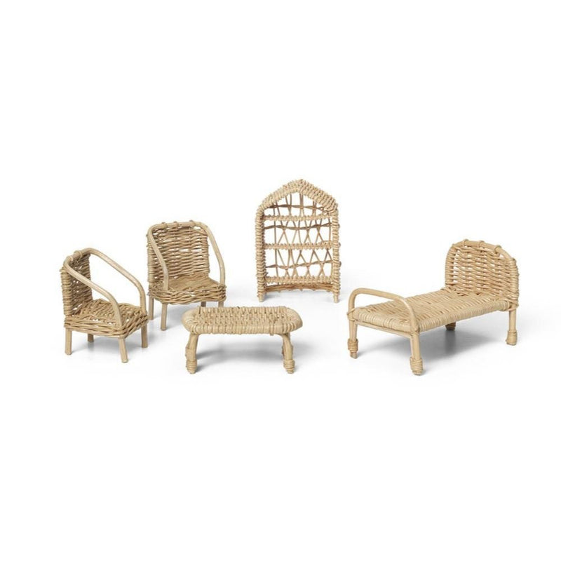 Ferm Living Rattan Dollhouse Furniture - Set Of 5 - Studio Play