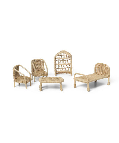 Ferm Living Rattan Dollhouse Furniture - Set Of 5