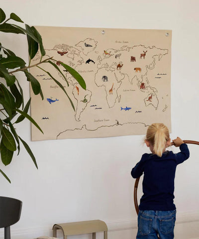 Ferm Living The World Textile Map Off White