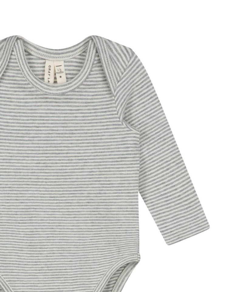 Gray Label Baby Long Sleeve Onesie Grey Melange Stripes