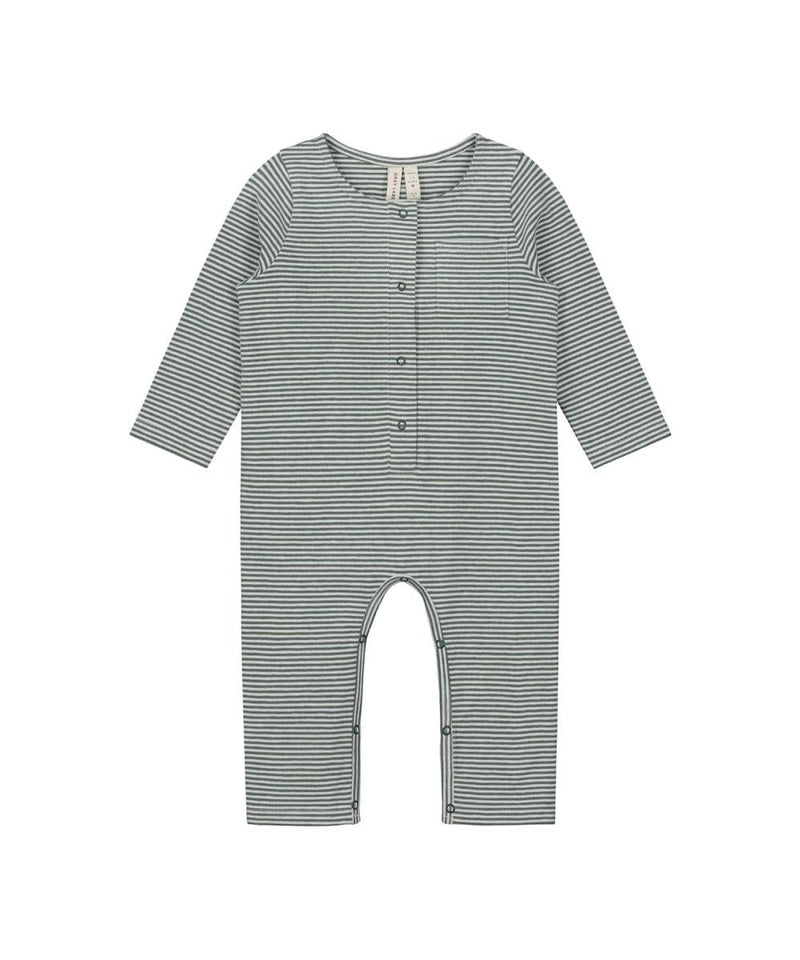 Gray Label Baby Long Sleeve Playsuit Blue Grey Stripes