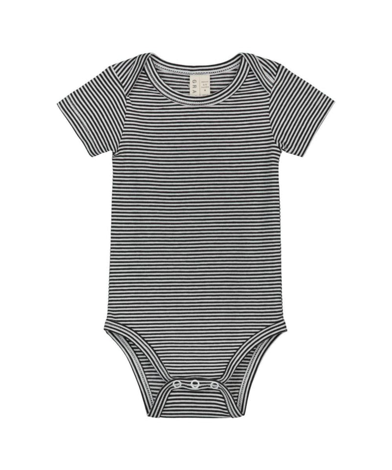 Gray Label Baby Onesie Nearly Black Stripes