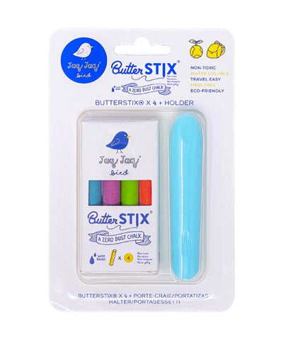 Jaq Jaq Bird Krijtjes Set van 4 Butterstix + Houder