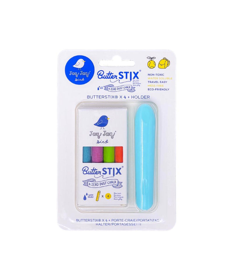 Jaq Jaq Bird Krijtjes Set van 4 Butterstix + Houder