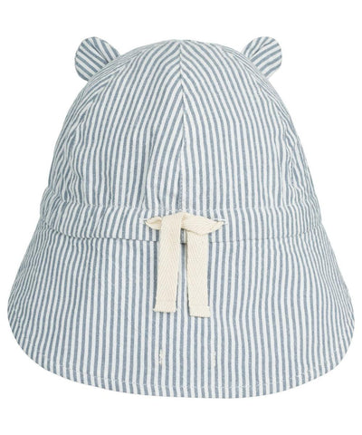 Liewood Baby Gorm Reversible Seersucker Sun Hat Stripe Blue Wave