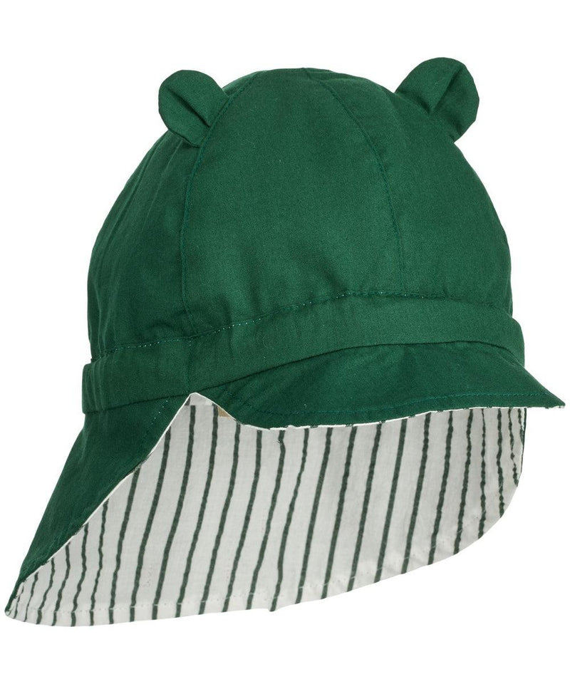 Liewood Baby Gorm Reversible Seersucker Sun Hat Stripe Garden Green