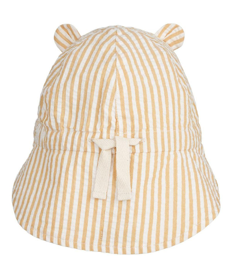 Liewood Baby Gorm Reversible Seersucker Sun Hat Stripe Yellow Mellow