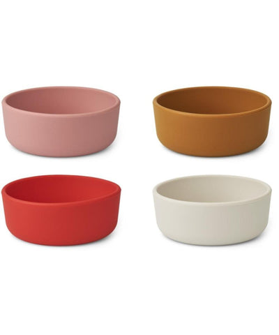 Liewood Iggy Plain Siliconen Kommetjes Set Van 4 Dusty Raspberry Multi Mix
