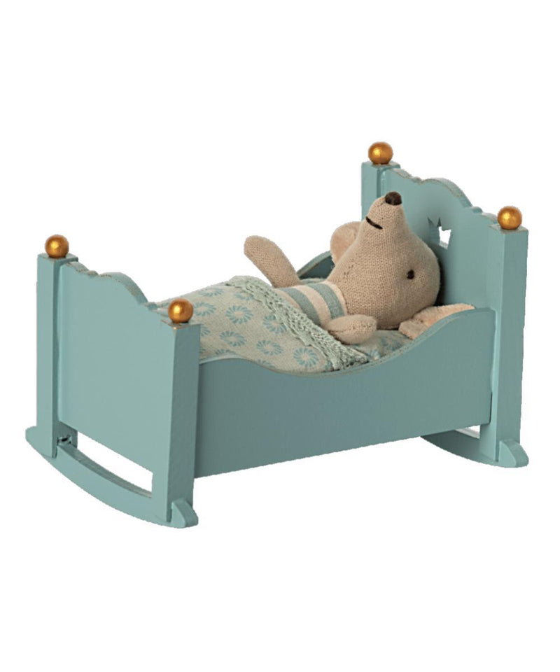 Maileg Cradle Baby Mouse Blue