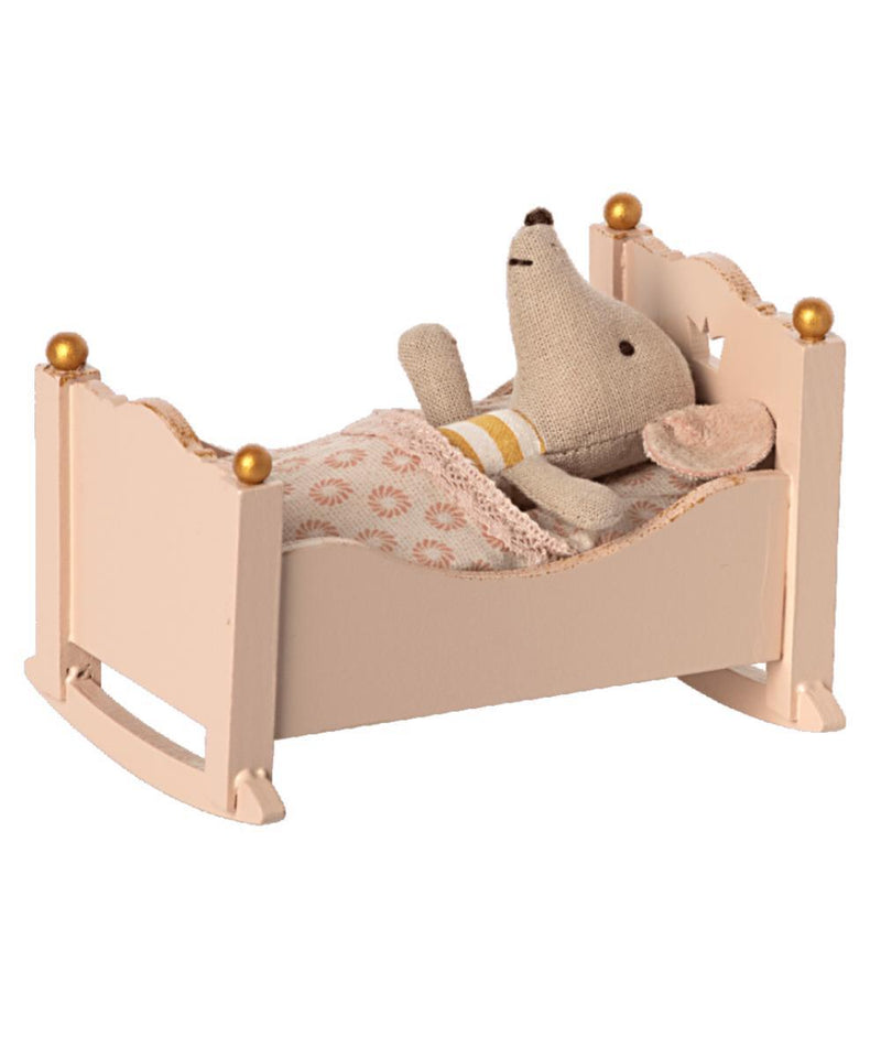 Maileg Cradle Baby Mouse Rose