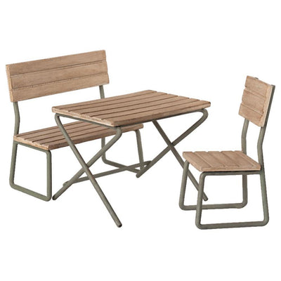 Maileg Garden Set, Table With Chair And Bench Large - Studio Play