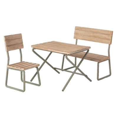 Maileg Garden Set, Table With Chair And Bench Large - Studio Play