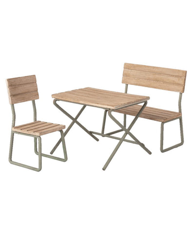 Maileg Garden Set, Table With Chair And Bench Large
