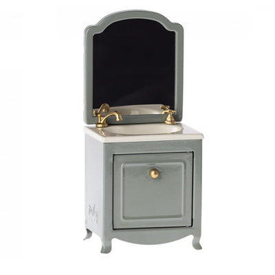 Maileg Miniature Sink Dresser With Mirror - Dark Mint - Studio Play