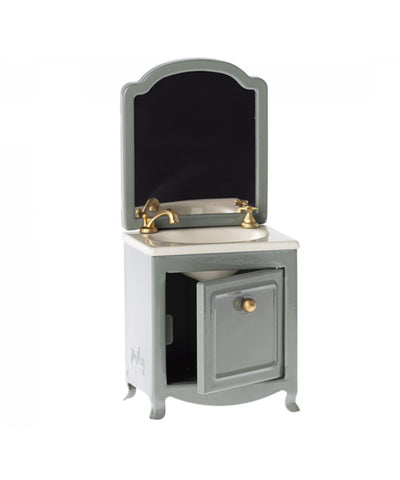 Maileg Miniature Sink Dresser With Mirror - Dark Mint