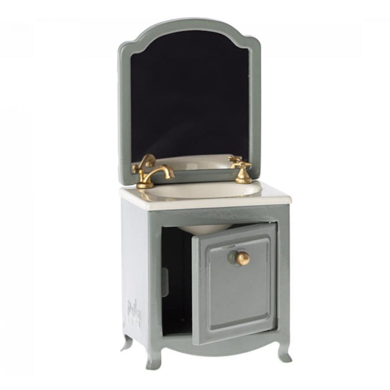 Maileg Miniature Sink Dresser With Mirror - Dark Mint - Studio Play