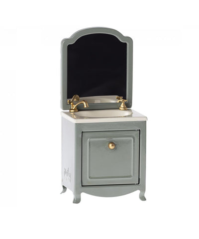 Maileg Miniature Sink Dresser With Mirror - Dark Mint