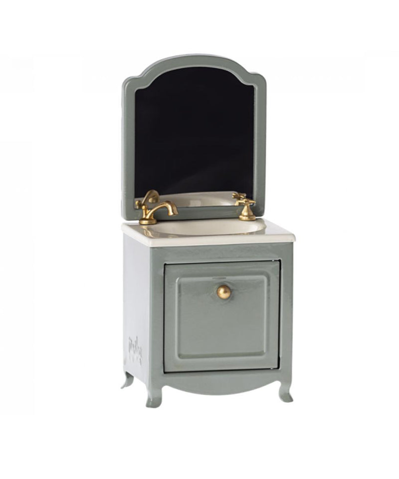 Maileg Miniature Sink Dresser With Mirror - Dark Mint