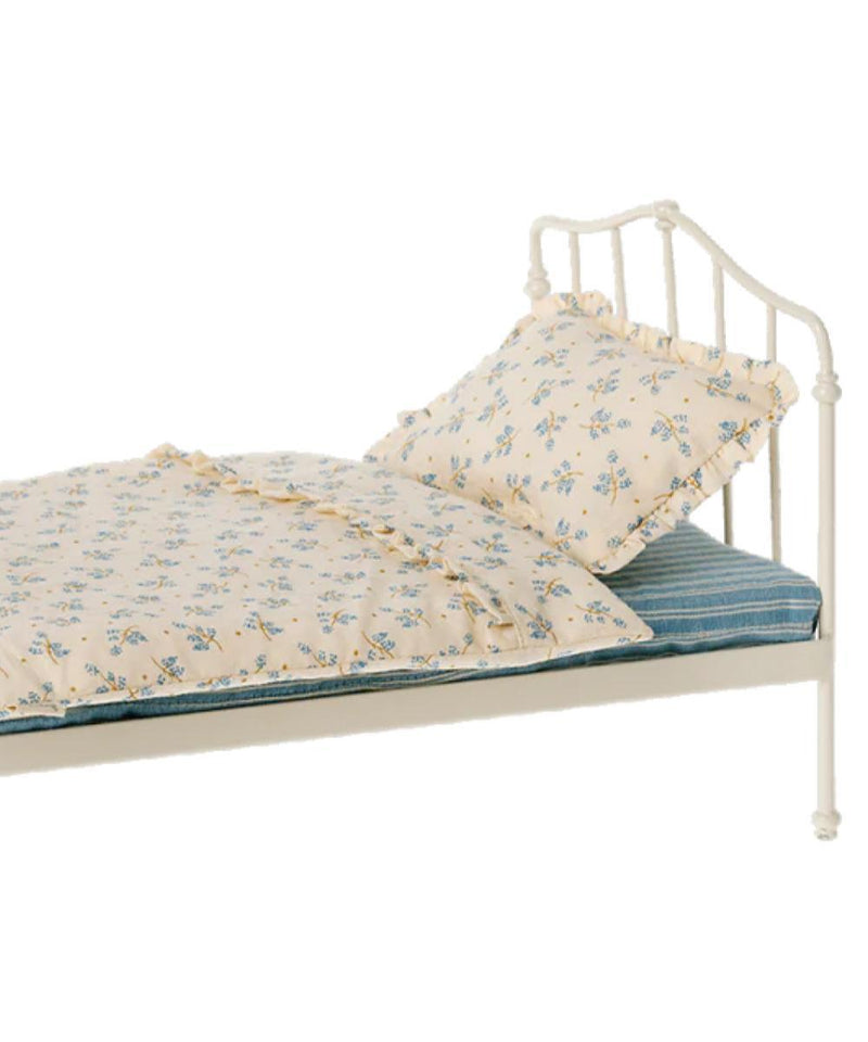 Maileg Vintage Bed Micro - Off White - Blue